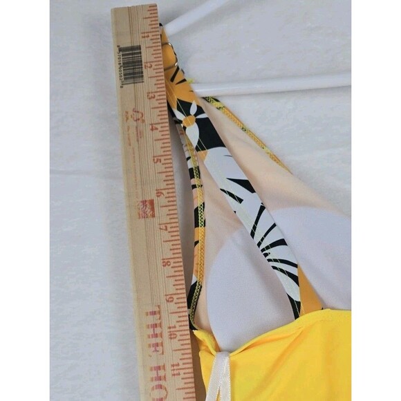 Yellow Floral Two-Piece Tankini Bikini Swimsuit Women Small Dress Set - Picture 7 of 9
